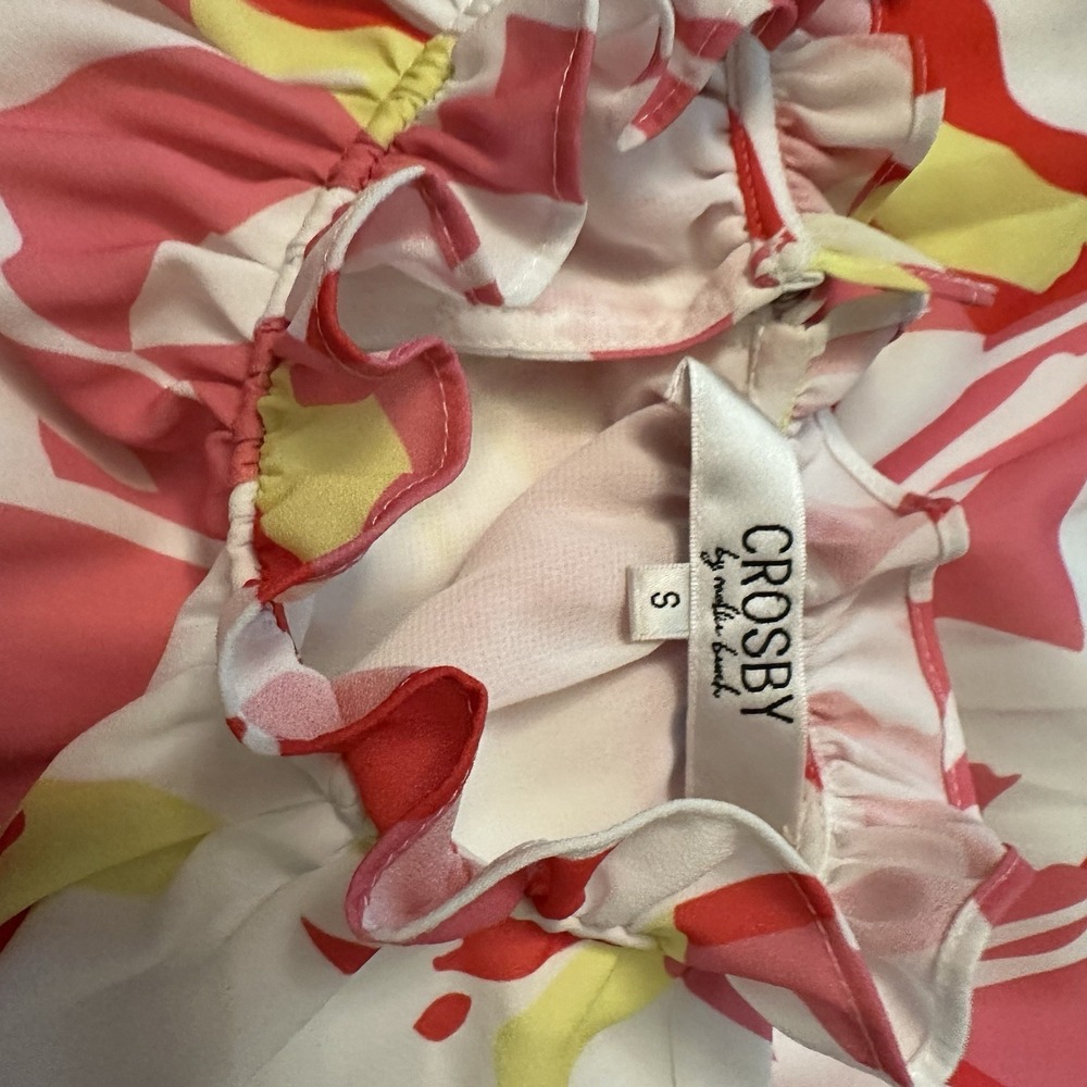CROSBY by Mollie Burch - Adorable Multicolor Ruffled Flock Midi Dress Size Small - Picture 5 of 7